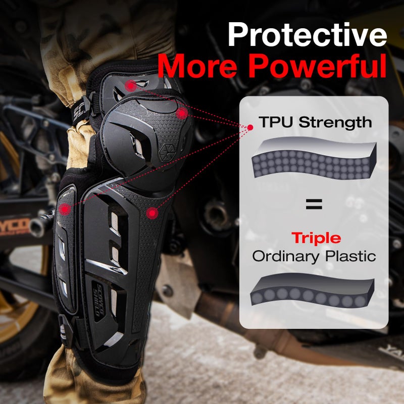 SCOYCO Motorcycle Knee Pads for Men - CE Level 1 Motocross Knee and Elbow Guards Protective Gear Armor with 45Â°-180Â° Knee Flexibility Design Adjustable Elastic Band - Image 3