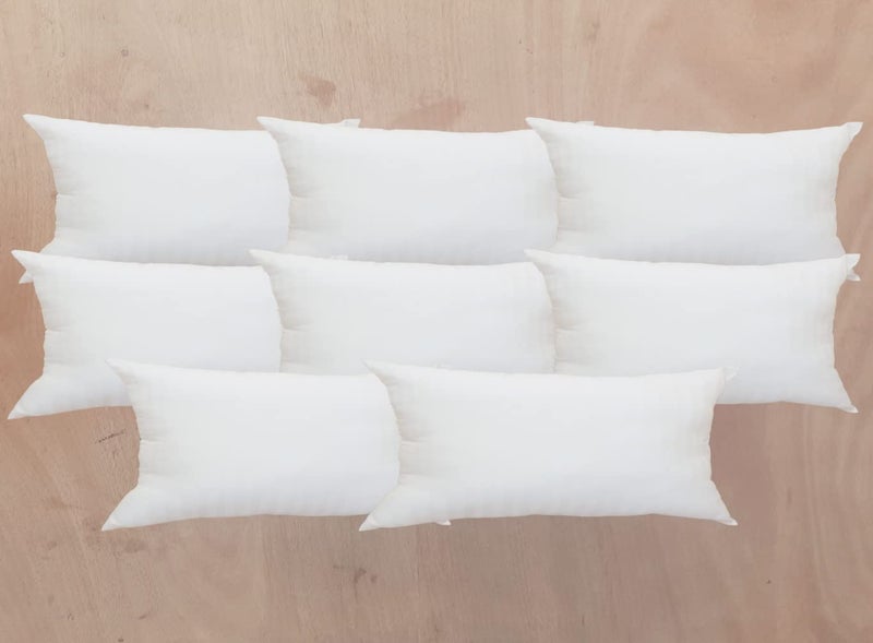 GUFFAW Premium Polyester Microfiber Satin Stripe Pillow Filler 16x24 inches (White) Pack of 8 - Image 5