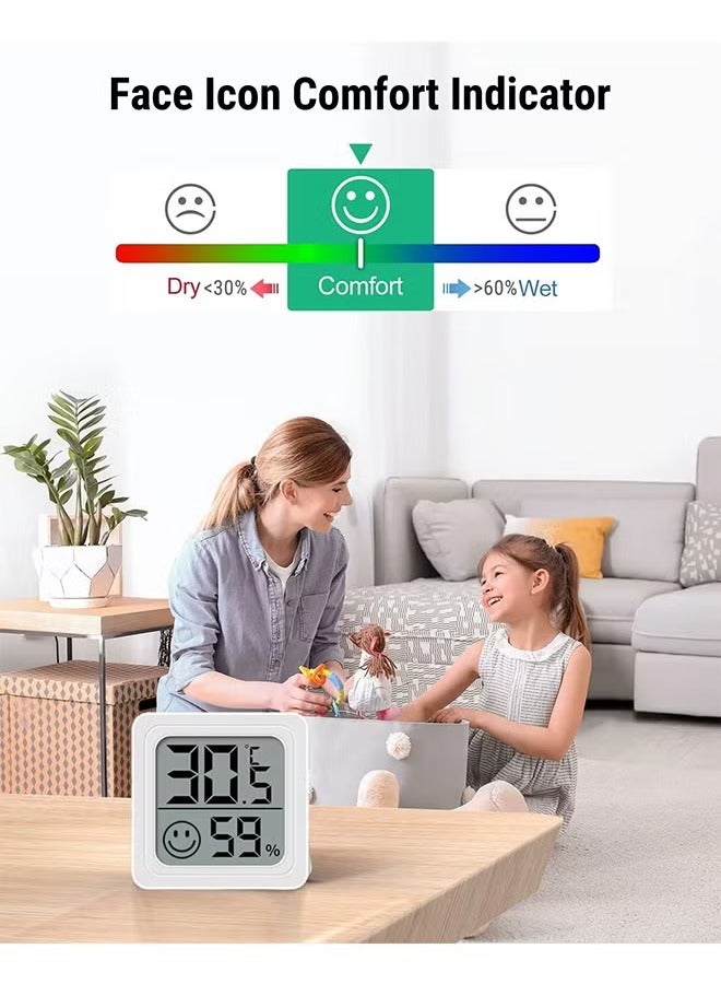 Digital Hygrometer Thermometer, Room Thermometer, Indoor Thermometer, Household Temperature and Humidity Monitor, Mini Size, Large Number, Temperature and Humidity Monitoring, White - Image 2