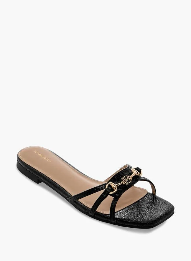 Flora Bella By Shoexpress Women Metal Accent Slip-On Flat Sandals