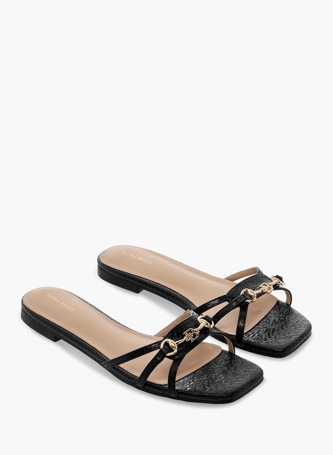 Flora Bella By Shoexpress Women Metal Accent Slip-On Flat Sandals  - Image 1