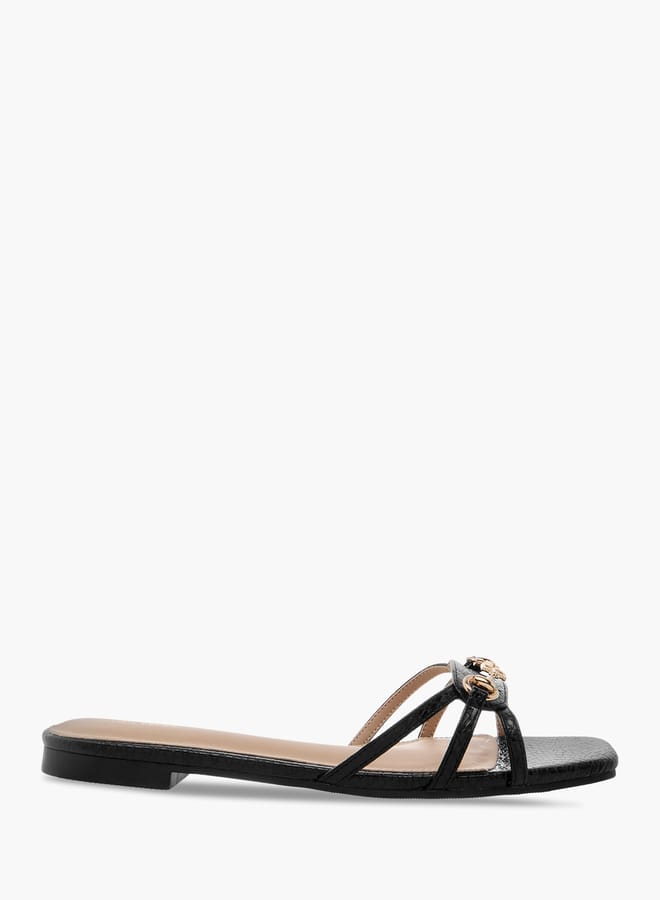 Flora Bella By Shoexpress Women Metal Accent Slip-On Flat Sandals  - Image 3