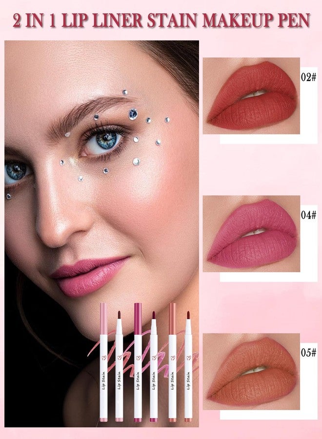 ليسديفيو قلم تحديد الشفاه السائل - 3 قطع، لون وردي وأحمر، أحمر شفاه سائل يدوم طويلاً ومقاوم للماء وسريع الجفاف، قلم تحديد شفاه ناعم برأس دقيق، قلم تلوين شفاه للنساء - المجموعة ب - Image 2