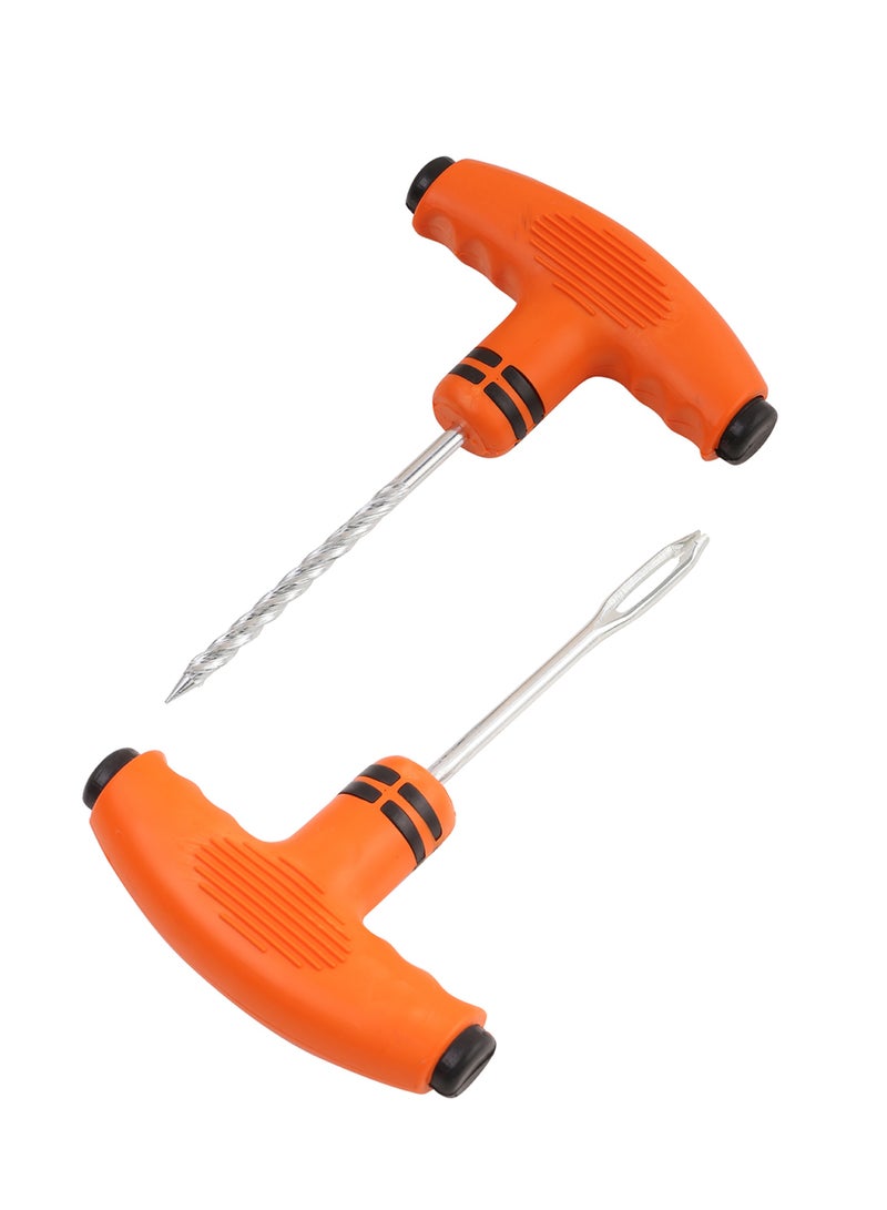 LAWAZIM Plastic Handle Tire Plug Repair Tools - 2 Piece Orange - T-Handle Tire Repair Kit with Spiral Reamer and Split Eye Insertion Tool - Ideal for Tubeless Tire Puncture Repair on Cars and Bikes - Image 1