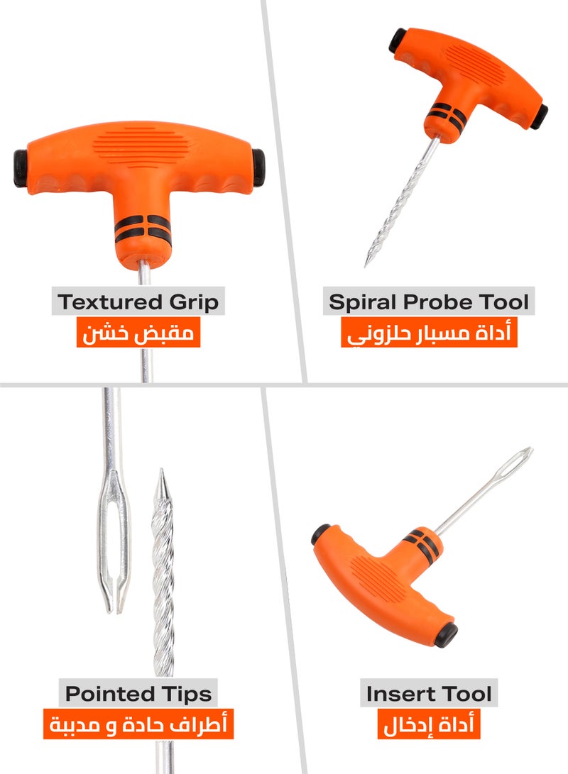LAWAZIM Plastic Handle Tire Plug Repair Tools - 2 Piece Orange - T-Handle Tire Repair Kit with Spiral Reamer and Split Eye Insertion Tool - Ideal for Tubeless Tire Puncture Repair on Cars and Bikes - Image 3