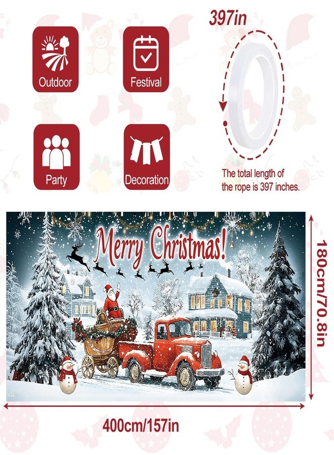 ANNA QUEEN 6×13ft Christmas Garage Door Banner Decoration Cover,Large Christmas Banner Backdrop Decorations for Indoor Outdoor Xmas Party (Merry Christmas-Winter) - Image 3