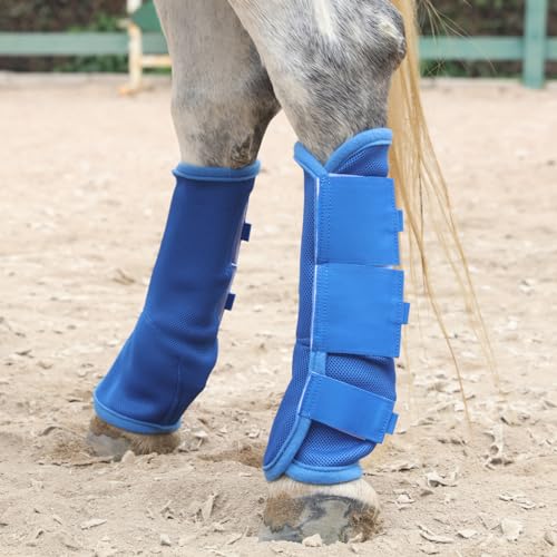 Gallopoff Horse Fly Boots Set of 4, Breathable Comfy Mesh Fly Boots for Horses, Non-Slip Horse Fly Leggings No More Stomping & Horsefly Nuisance Darkblue Pony - Image 4