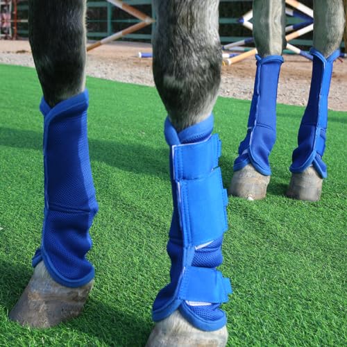 Gallopoff Horse Fly Boots Set of 4, Breathable Comfy Mesh Fly Boots for Horses, Non-Slip Horse Fly Leggings No More Stomping & Horsefly Nuisance Darkblue Pony - Image 5
