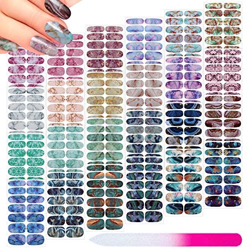 Maitys 336 Pieces 24 Sheets Full Wrap Nail Polish Strips Stickers Self Adhesive Gel Nail Strips Art Decals with File for Women DIY DecorationsRetro Style - Image 1