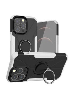 Generic Case Cover For iPhone 13 Armor Bear Shockproof PC + TPU Protective Case with Ring Holder White 