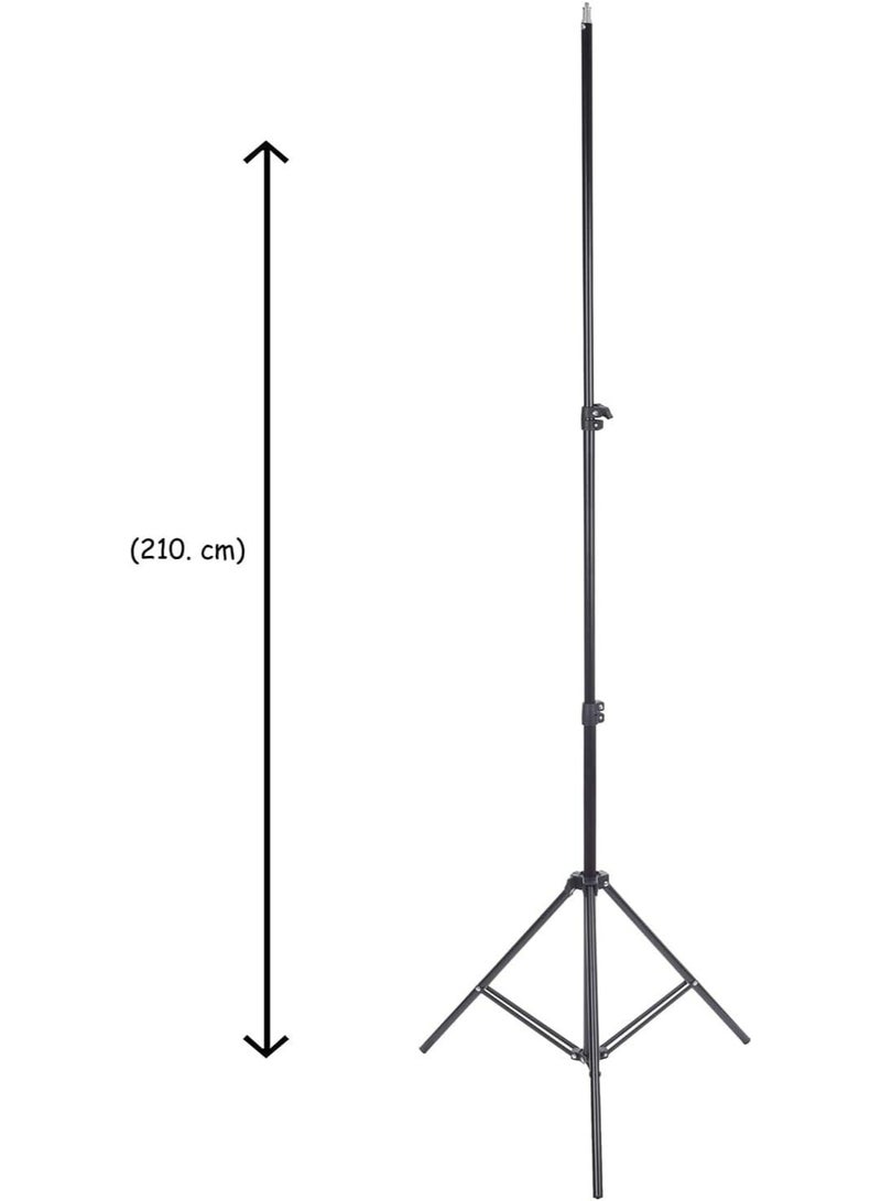 360 Degree Rotated LED Ring Light 20 cm with 2.1 Meter Stand - Black & White - Image 5