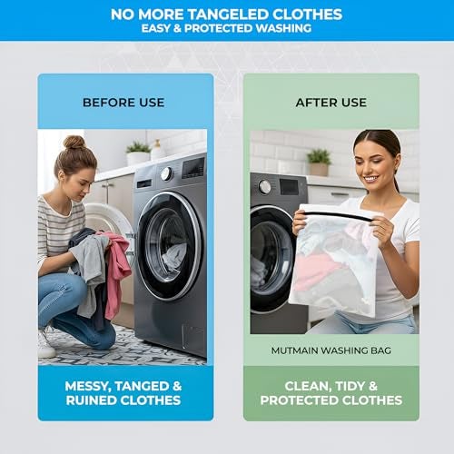 MUTMAIN 3 Piece (S1/M1/L1) Mesh Laundry Washing Bag for Dirty Clothes, Blouse, Bra, Hosiery, Lingerie, Stocking & Jeans, Foldable Mesh Bag With Zipper Closure, Travel Pouch Packing Bags, white - Image 4