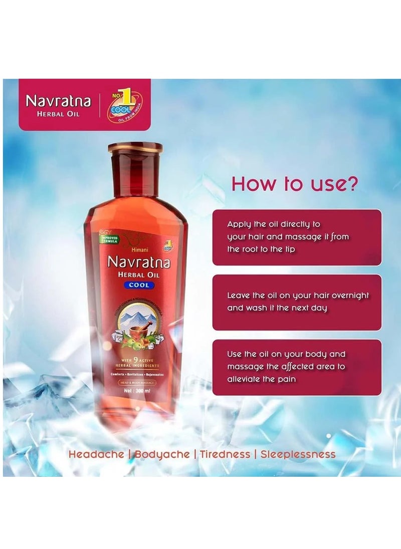 Navratna Refreshing Herbal Head & Body Massage Oil - 500+100ml  - Image 3