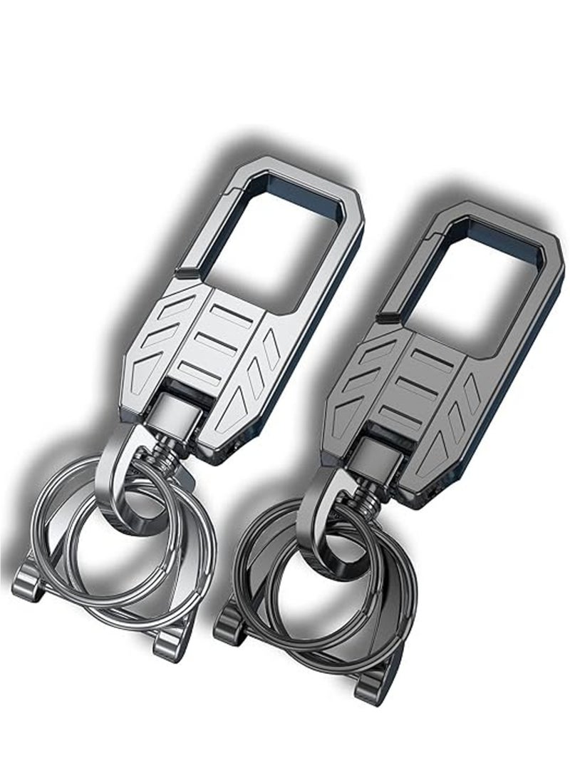 Excefore Metal Keychain Car Fob Key Chain Holder Clip Stylish Design with Detachable Valet Key Ring & Anti Lost D Ring for Men and Women Perfect for Organizing Keys - Image 1