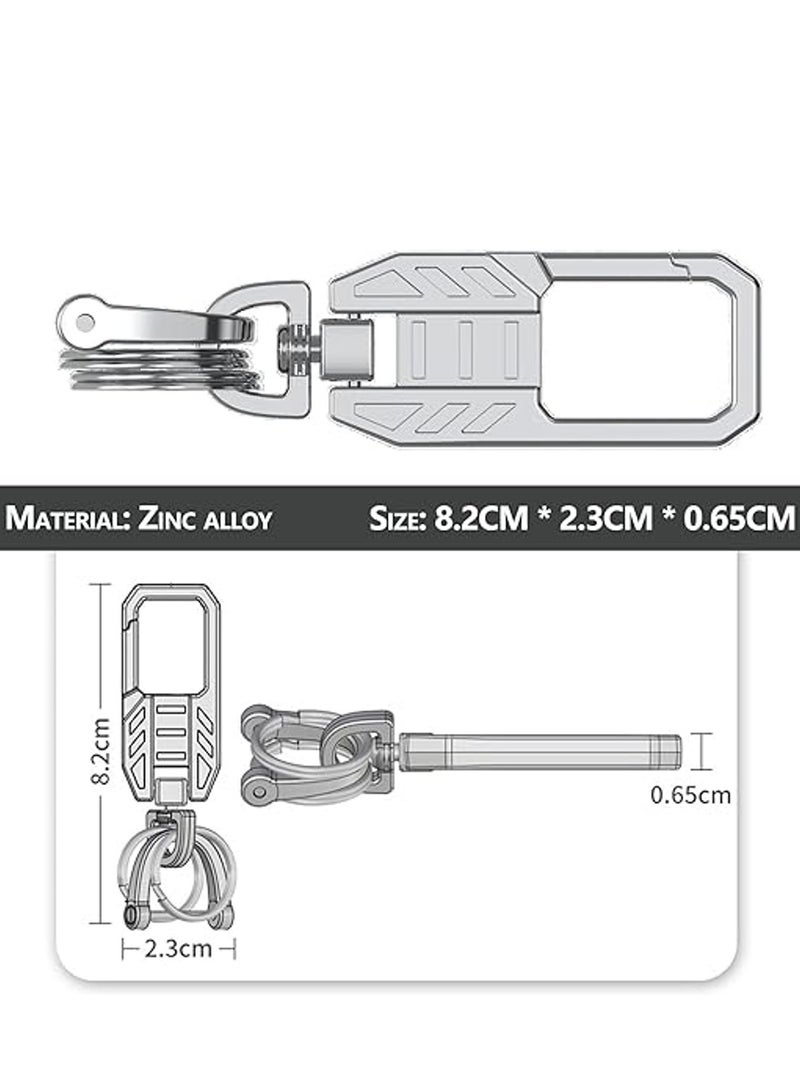 Excefore Metal Keychain Car Fob Key Chain Holder Clip Stylish Design with Detachable Valet Key Ring & Anti Lost D Ring for Men and Women Perfect for Organizing Keys - Image 3