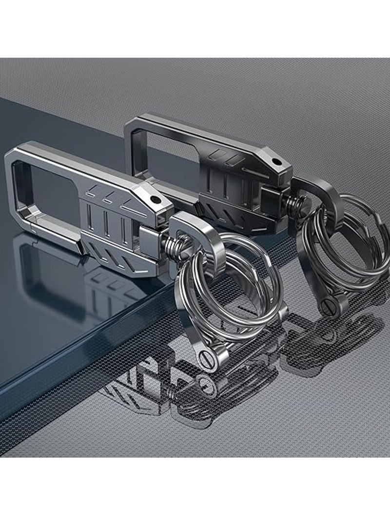 Excefore Metal Keychain Car Fob Key Chain Holder Clip Stylish Design with Detachable Valet Key Ring & Anti Lost D Ring for Men and Women Perfect for Organizing Keys - Image 4