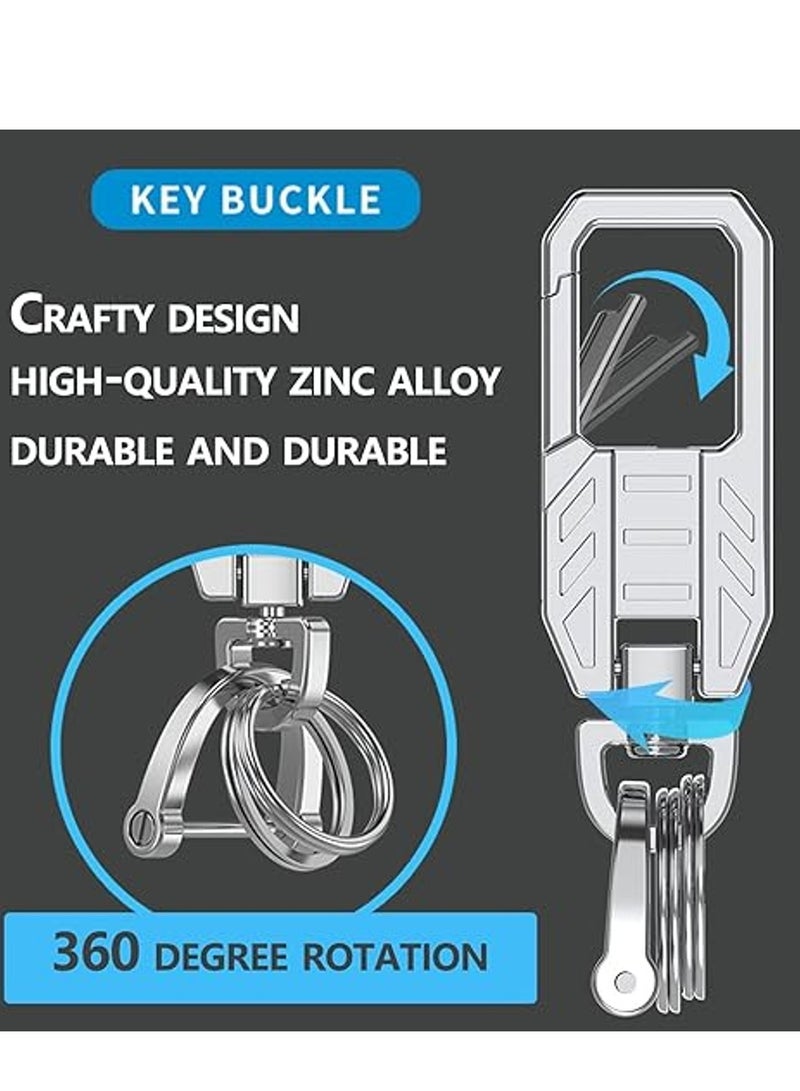 Excefore Metal Keychain Car Fob Key Chain Holder Clip Stylish Design with Detachable Valet Key Ring & Anti Lost D Ring for Men and Women Perfect for Organizing Keys - Image 2