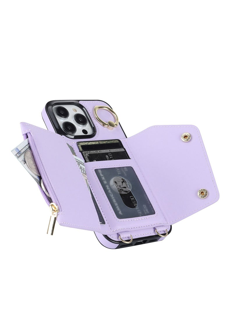 Suteni Flip Cover Crossbody Band Card Slots Leather Phone Case for iPhone - Image 3