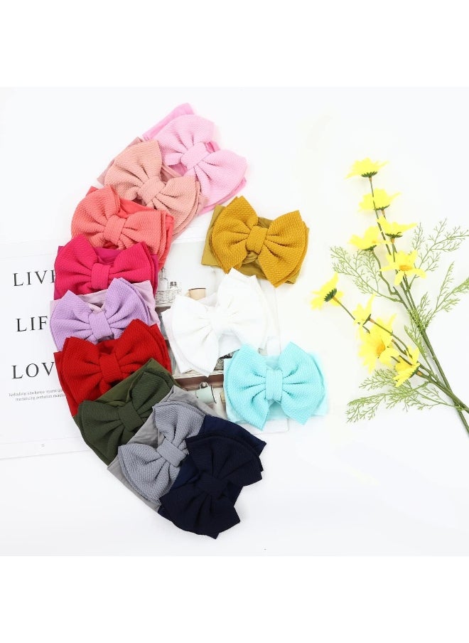 Cinaci Cinaci 12 Pack Super Stretchy Nylon Headbands with Big Bow Hair Accessories Wide Headwraps for Baby Girls Infants Toddlers Kids  - Image 5