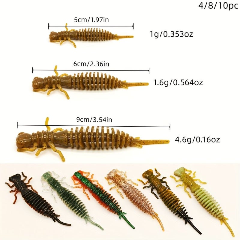 4 8 10pcs Soft Fishing Lures Dual Color Simulated Dragonfly Larvae 5cm 1.97in Bass Trout Pike Lure - Image 2