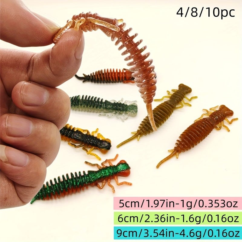 4 8 10pcs Soft Fishing Lures Dual Color Simulated Dragonfly Larvae 5cm 1.97in Bass Trout Pike Lure - Image 3