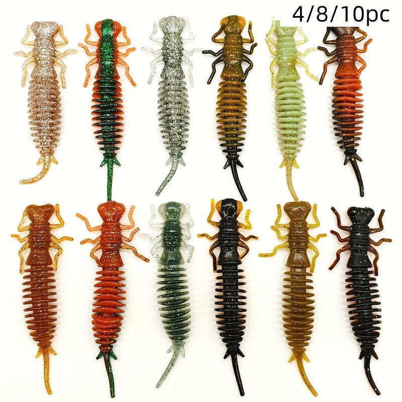 4 8 10pcs Soft Fishing Lures Dual Color Simulated Dragonfly Larvae 5cm 1.97in Bass Trout Pike Lure - Image 4