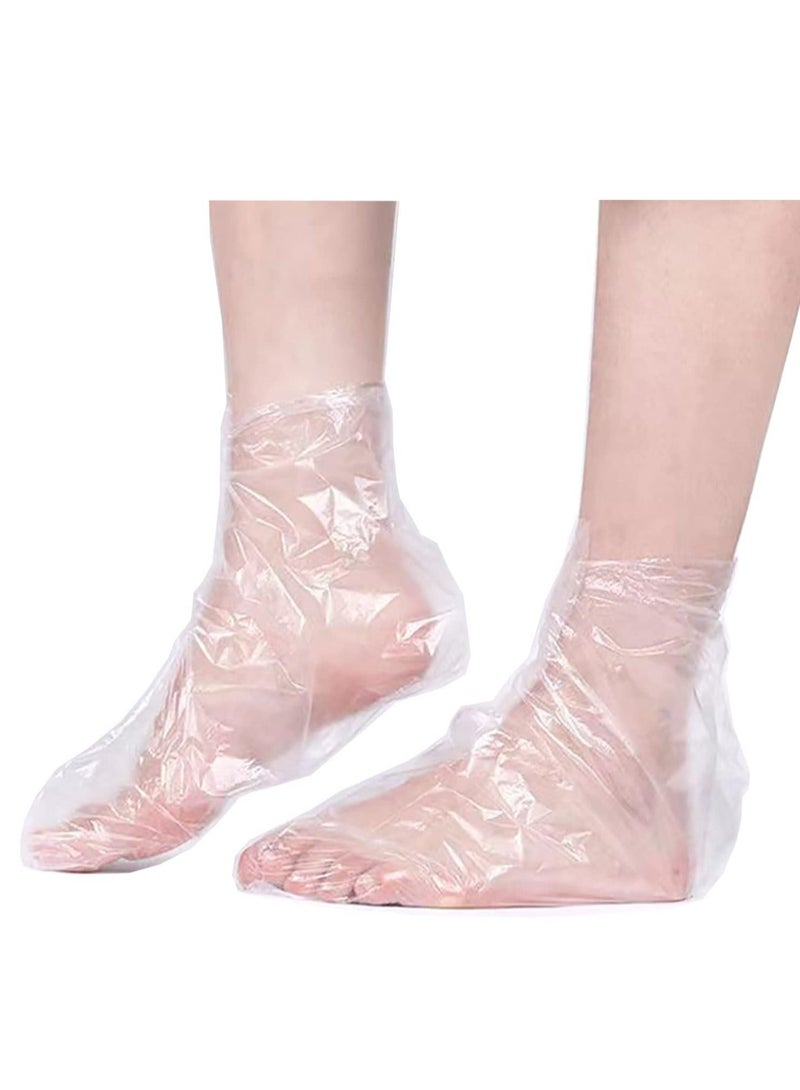 Generic 100-Piece Clear Plastic Disposable Booties Paraffin Bath Liners for Foot Pedicure Hot Spa Wax Treatment Larger Thicker Thermal Therapy Feet Covers Bags Plastic Socks Liners  - Image 2