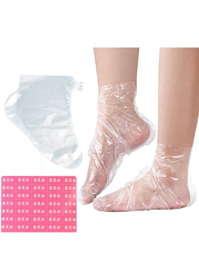 Generic 100-Piece Clear Plastic Disposable Booties Paraffin Bath Liners for Foot Pedicure Hot Spa Wax Treatment Larger Thicker Thermal Therapy Feet Covers Bags Plastic Socks Liners  - Image 1