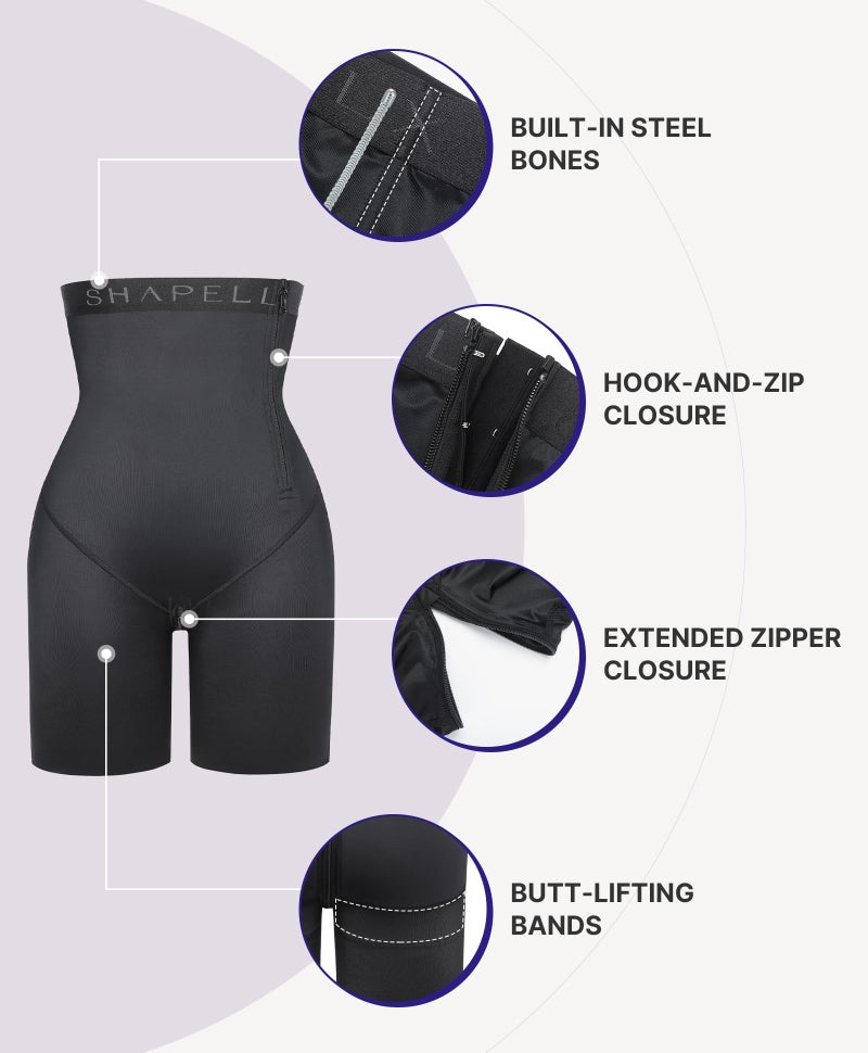 SHAPELLX Shapewear Tummy Control for Women Butt Lifting High Waist Shorts Faja Body Shaper Thigh Slimming Short Bodysuit XL - Image 4