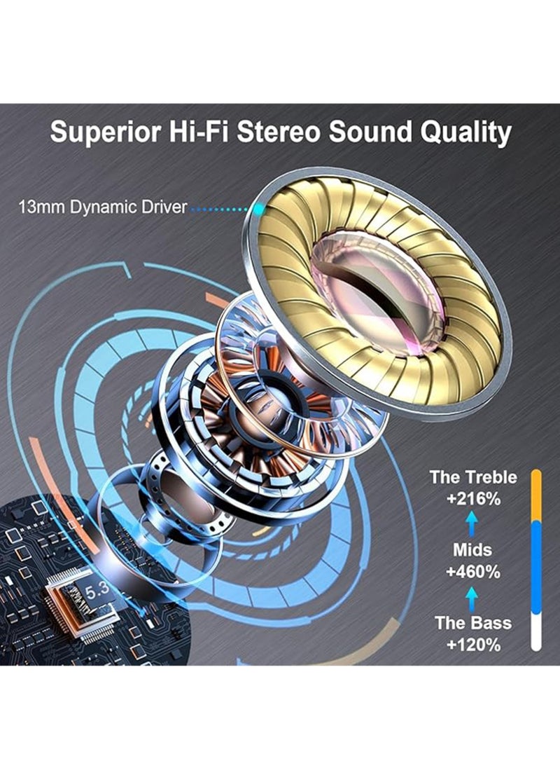 X-level Wireless Earbud, Bluetooth Headphones 5.3 Stereo Bass 42H in-Ear Earphones 2024 Noise Cancelling Ear Buds 4 ENC Mic Call Bluetooth Earbud USB-C LED Display IP7 Waterproof Sport Headset for Android iOS  - Image 3