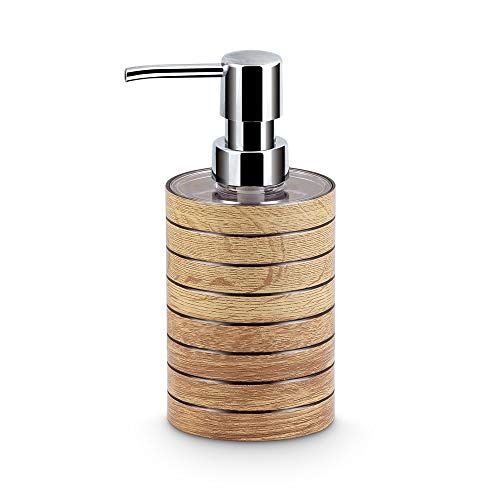 Freelance Miami Polystyrene Bathroom Accessories Set of 4, Light wood Liquid Handwash Soap Dispenser, Brush/Toothbrush Holder, Tumbler, Dish - Plastic Bathroom Set for Wash Basin Stronger than Ceramic - Image 3
