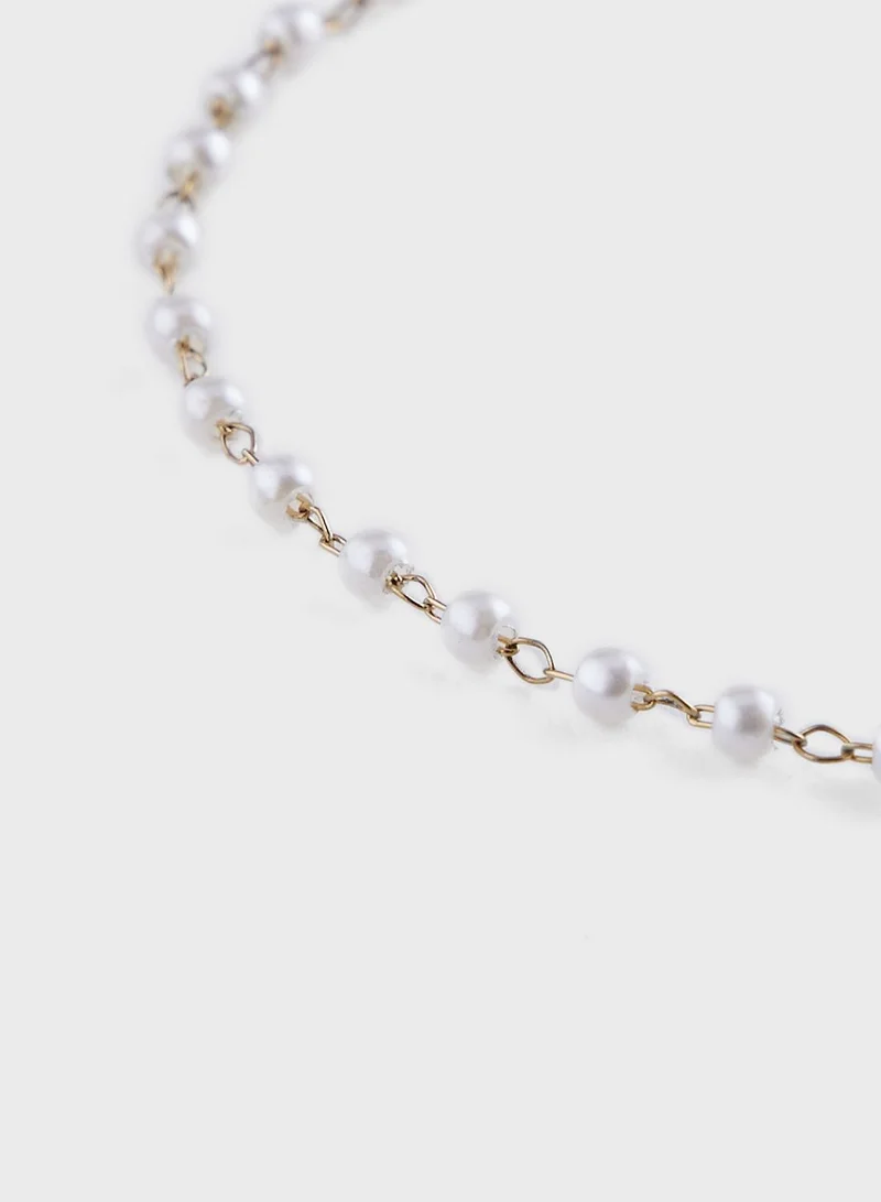 Lady Mauve MINNIE MINI PEARL PLAIN CHAIN ANKLET