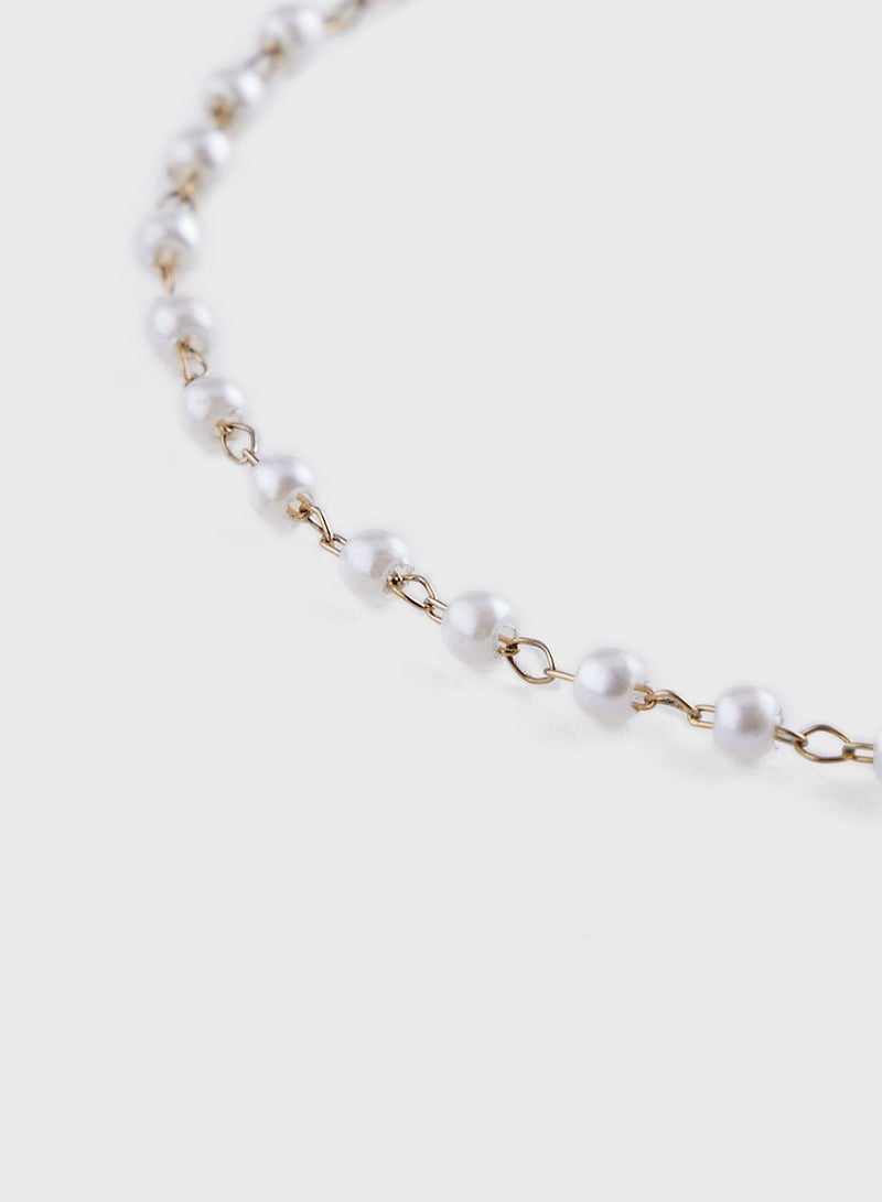 Lady Mauve MINNIE MINI PEARL PLAIN CHAIN ANKLET - Image 2