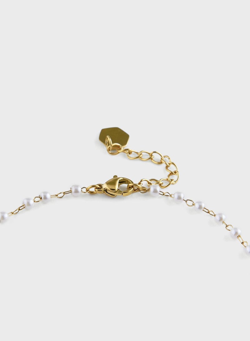 Lady Mauve MINNIE MINI PEARL PLAIN CHAIN ANKLET - Image 3