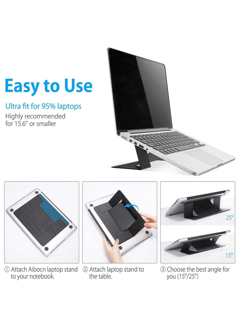 Thin Folding Laptop Stand for MacBook iPad Tablet Adjustable Dual Angle Portable Notebook Holder with Removable Glue Invisible Design for Desk 11 to 17 Inches  - Image 4