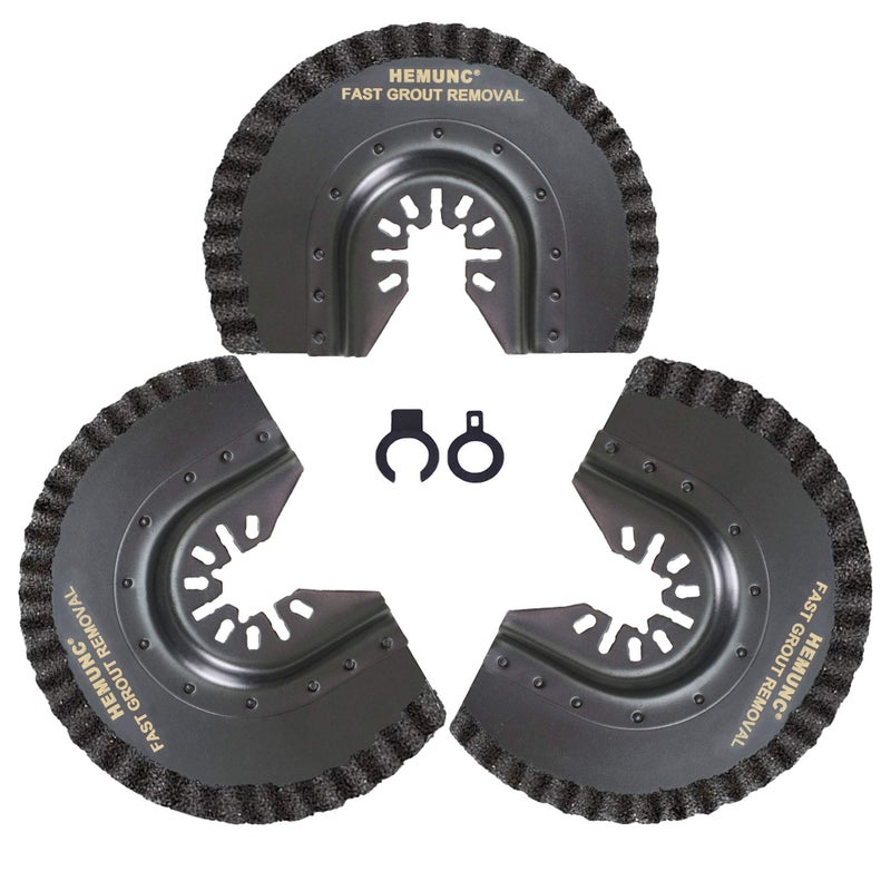 HEMUNC 3pcs Oscillating Tool Blades for Grout Removal Tile Mortar Concrete Masonry 1/8, Fit for Dewalt Milwukee Rockwell Bosch Dremel Ryobi Ridgid Multitool - Image 1