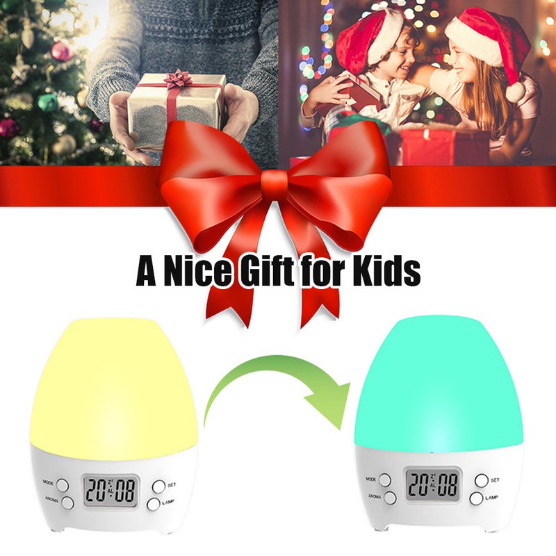 3-in-1 Alarm Clock Aromatherapy Diffuser Colorful Night Light with LCD Display Screen for Kids’ Bedroom Living Room Study Room - Image 3