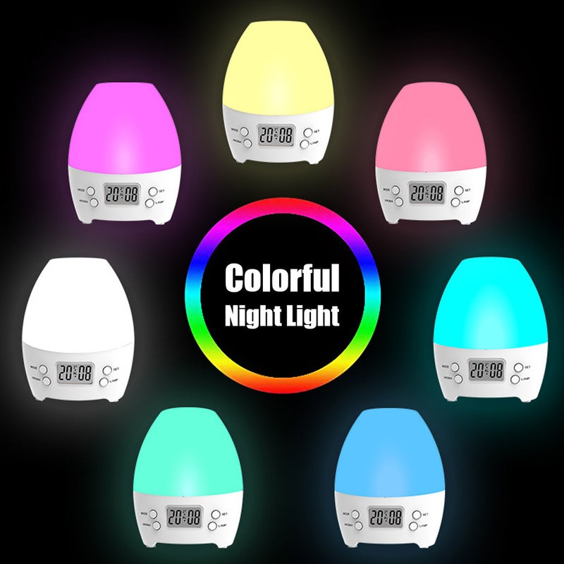 3-in-1 Alarm Clock Aromatherapy Diffuser Colorful Night Light with LCD Display Screen for Kids’ Bedroom Living Room Study Room - Image 5