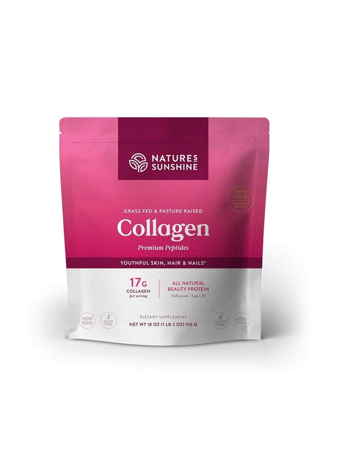ناتشرز صن شاين مسحوق الكولاجين من Nature's Sunshine من النوع الأول والثالث من ببتيدات الكولاجين البقري الممتاز من الأبقار التي تتغذى على العشب وتربى في المراعي، 18 أونصة - Image 1