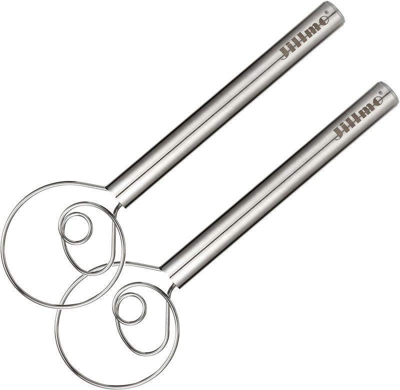 JILLMO Danish Dough Whisk, 12 inch Stainless Steel Bread Whisk, 2 Pack - Image 1