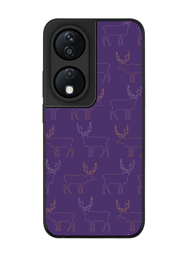 Stylizedd Rugged Black Edge Case for Honor X7b, Slim fit Soft Case Flexible Rubber Edges Anti Drop TPU Gel Thin Cover -  Purple Moose - Image 1
