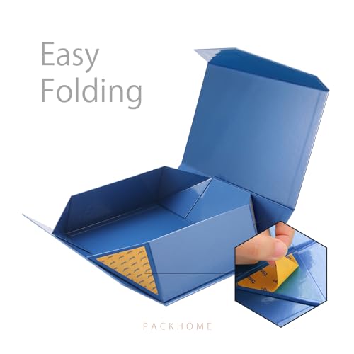 PACKHOME Large Gift Box with Lid 13.5x9x4.1 Inches, Sturdy Collapsible Gift Box with Magnetic Closure (Glossy Navy) - Image 5