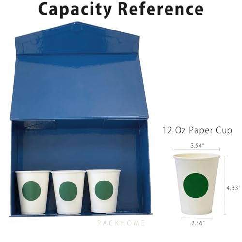 PACKHOME Large Gift Box with Lid 13.5x9x4.1 Inches, Sturdy Collapsible Gift Box with Magnetic Closure (Glossy Navy) - Image 3