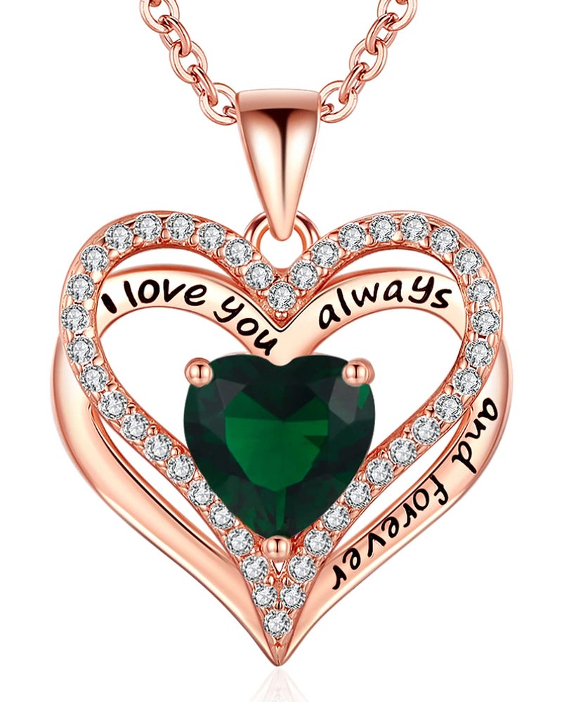 Gifon S925 Sterling Silver Necklace for Women, Jewelry for Wife Rose Gold, Mother Birthday Gifts, Girlfriend Anniversary Necklaces, Daughter Heart Love Jewel, Gift for Her, May - Image 1