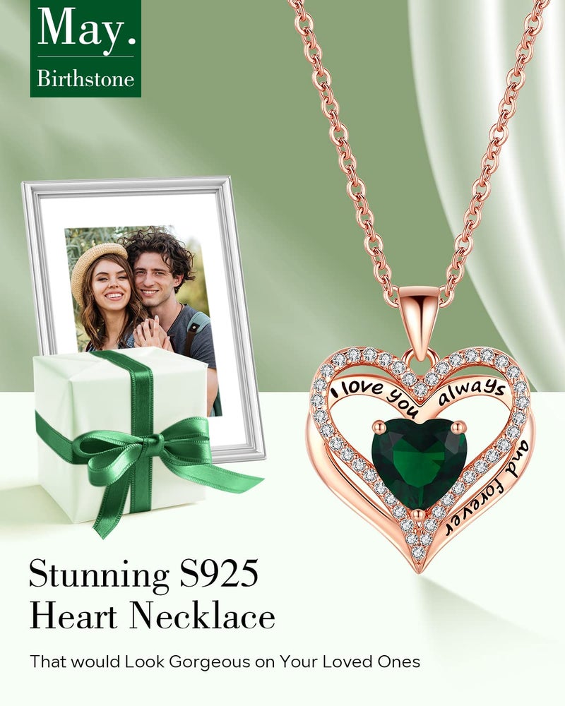 Gifon S925 Sterling Silver Necklace for Women, Jewelry for Wife Rose Gold, Mother Birthday Gifts, Girlfriend Anniversary Necklaces, Daughter Heart Love Jewel, Gift for Her, May - Image 3
