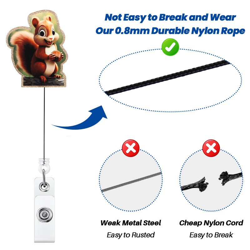 BEZTN Cute Squirrel Badge Reel, Retractable ID Card Badge Holder, Name Tag Work Badge Clip for RN LPN CNA MA Night Shift Nurse Nursing Student OB/GYN Pediatric Doctor, Librarian Nurse Teacher Doctor Gifts - Image 4