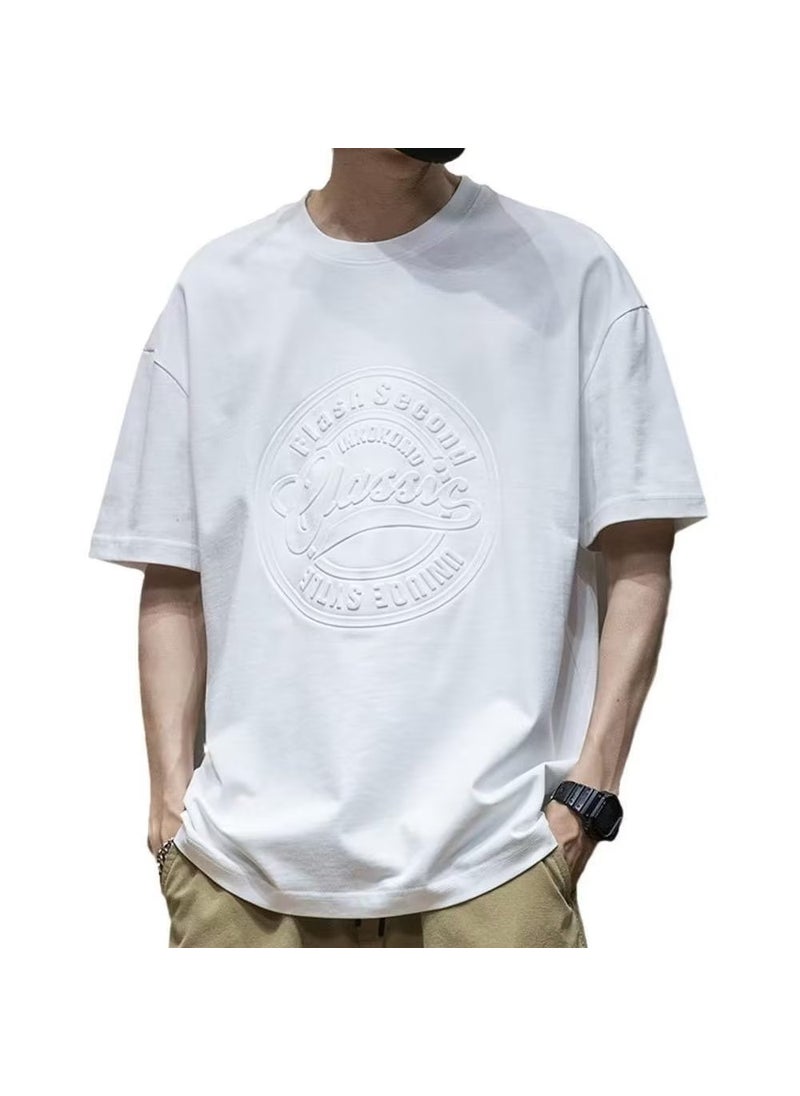 Generic - Mens Loose Fit Short Sleeve Trendy Tee White - Image 1