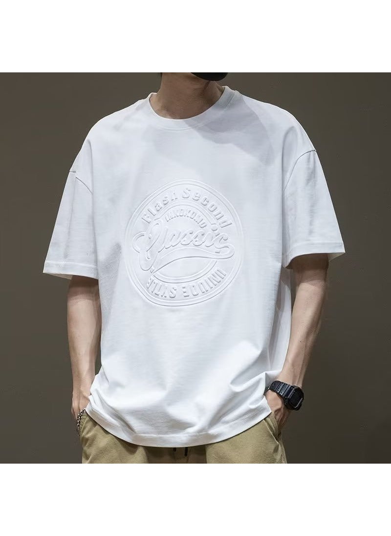 Generic - Mens Loose Fit Short Sleeve Trendy Tee White - Image 1