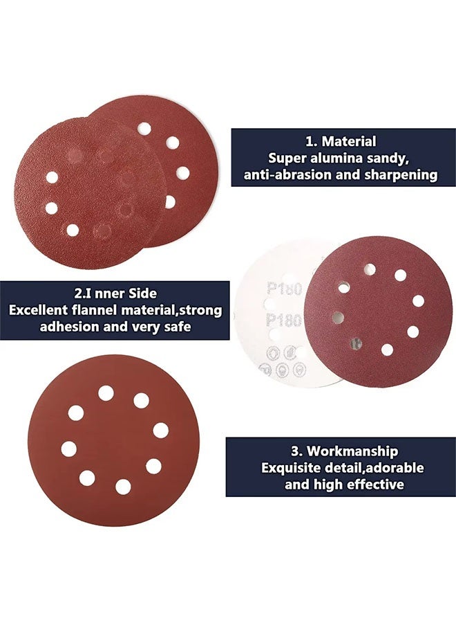 ١٠٠ قطعة أقراص صنفرة مقاس ٥ إنش بفتحات ٨ – أقراص تلميع من أكسيد الألمنيوم للخشب والمعادن والزجاج والسيارات (من 80 حتى 3000 حُبيبة) - Image 3