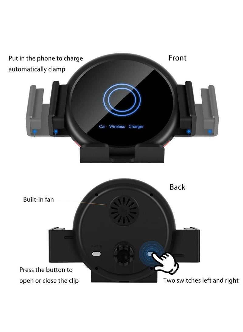 Excefore 20W Qi Wireless Car Charger Mount Holder Compatible for Samsung Galaxy Z Fold4 Fold3 Z Fold2 Fold S22 Ultra, Two Coil Support Portrait Unfold Auto Clamping Charging Car Mount with Cooling Fan - Image 3